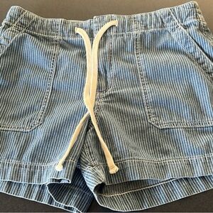 LOFT Blue Striped Jean Shorts